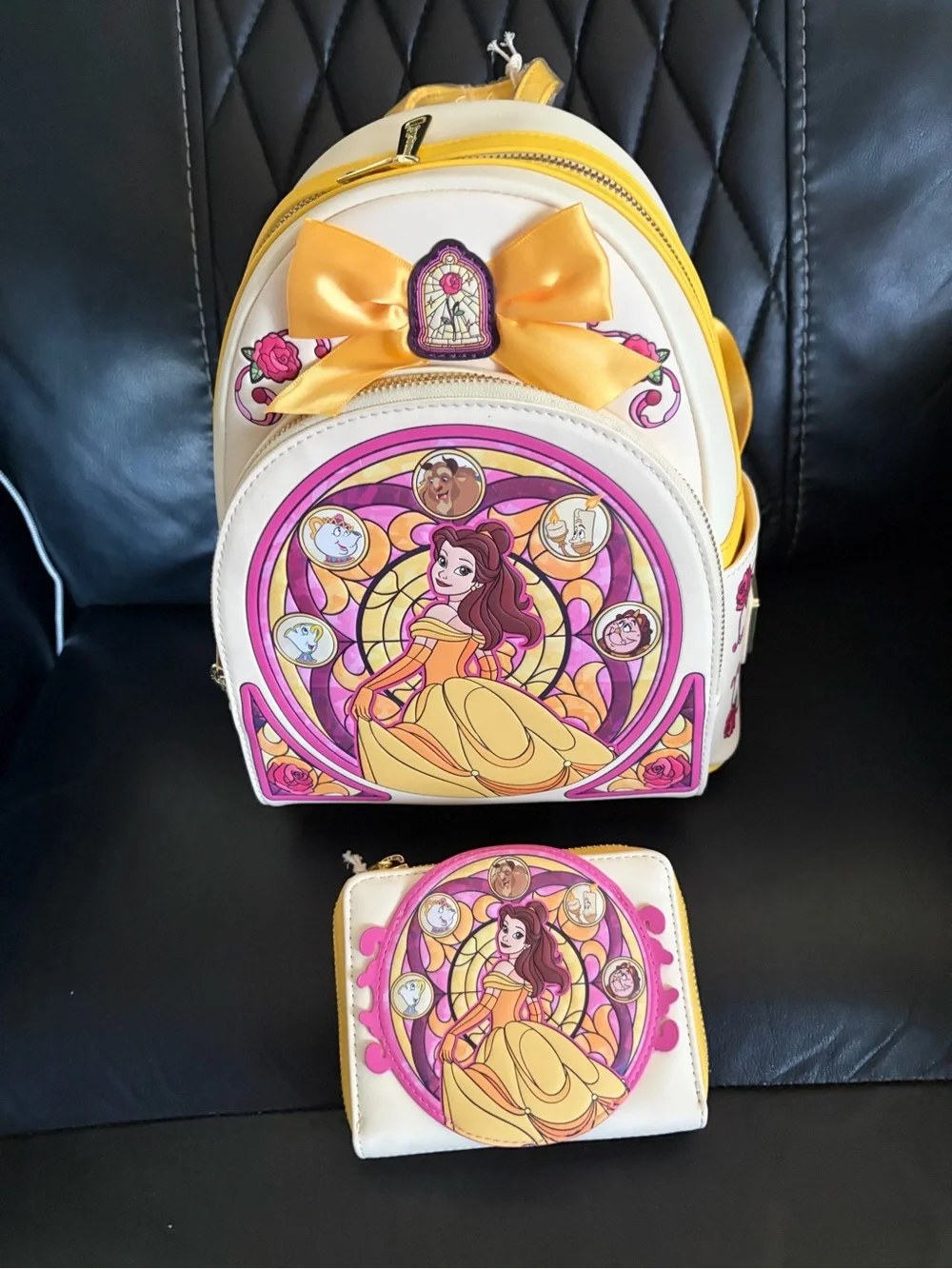 Loungefly Disney Beauty and the Beast Belle Stained Glass Mini Backpack & Wallet